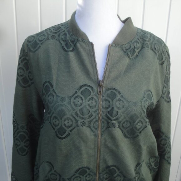 Blue Rain Women's Jacket Zipper front Green Lace Size Small Bomber Preppty0659-G - Picture 4 of 8